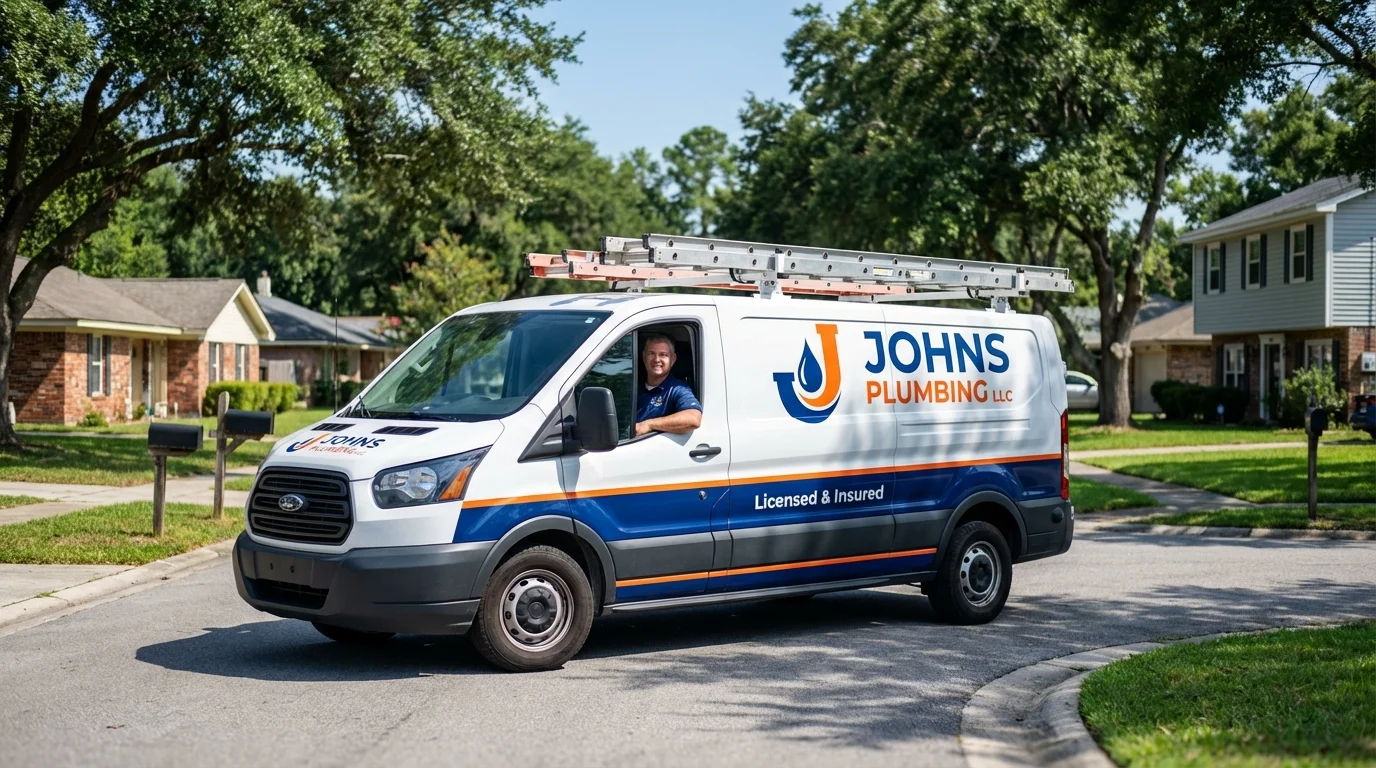 Johns Plumbing LLC service van in Frisco City, AL