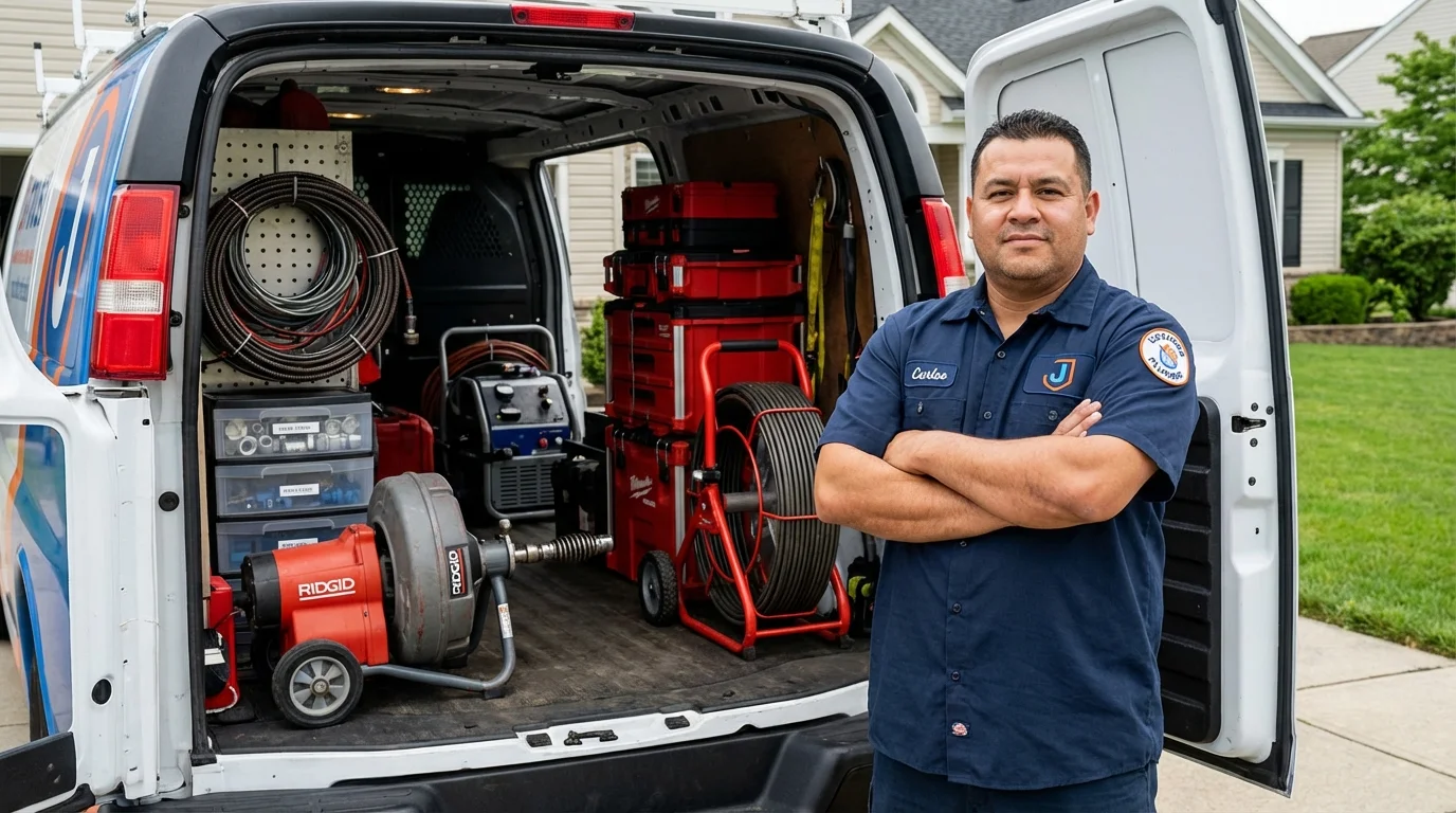 Professional drain cleaning equipment and Johns Plumbing LLC plumber in Frisco City