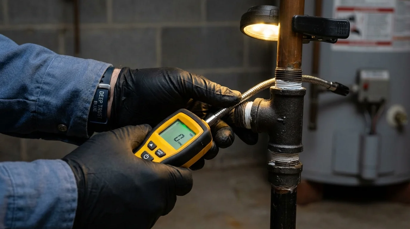Gas leak detection with electronic sniffer by Johns Plumbing LLC in Frisco City