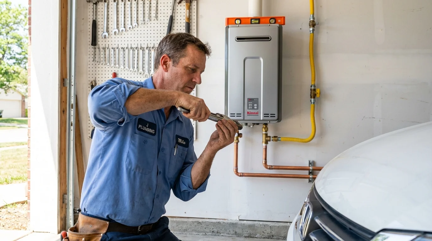 Tankless water heater installation by a Johns Plumbing LLC plumber in Frisco City